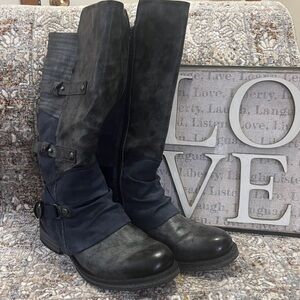 Rieker Women’s Boots, Multiple greys/blue’s,  with Fur-lining
Size: EU 42, US 10